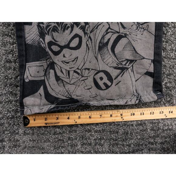 Batman and Robin Jeans Womens 4 Small Black Wide Leg Suspenders Graphic Print - Picture 14 of 16